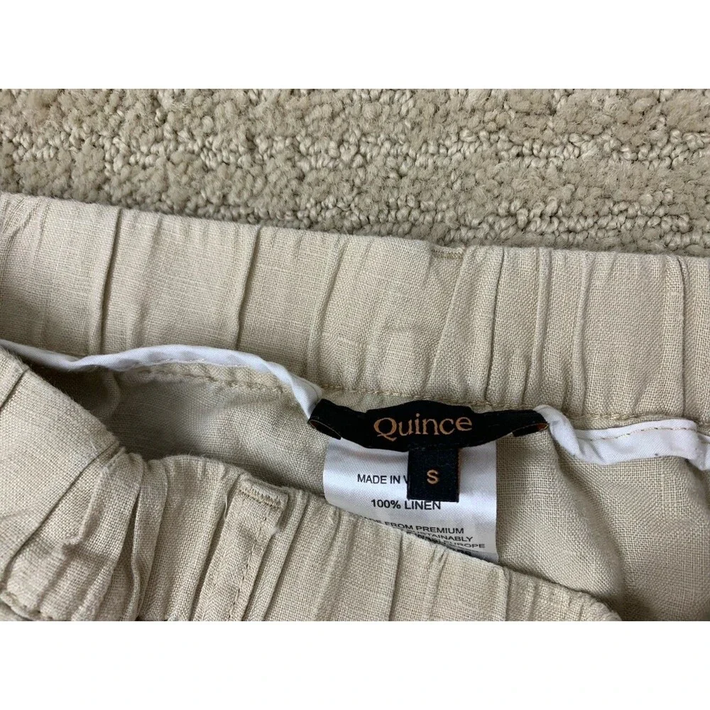 Quince Womens 100% European Linen Tan Driftwood Elastic Waistband Pants Small - Picture 4 of 9